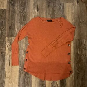 Tahari Women's Orange Sweater with Button Details, size Small